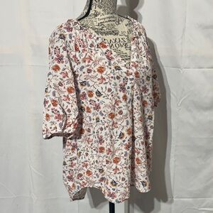 a.n.a White and Red Floral Blouse
